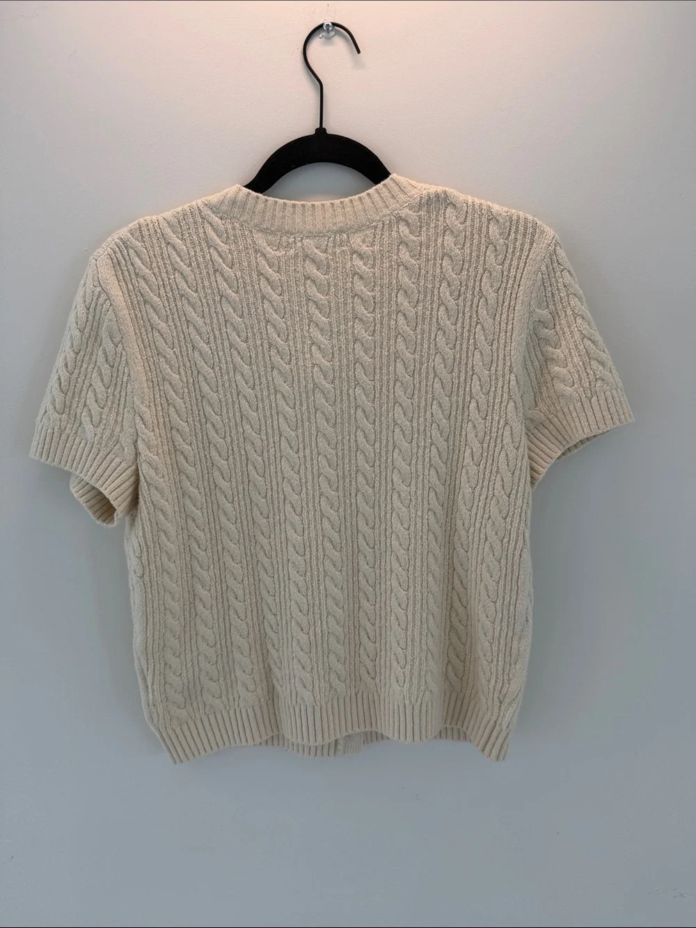 J. Crew Cream Cable Knit Short-Sleeve Cardigan